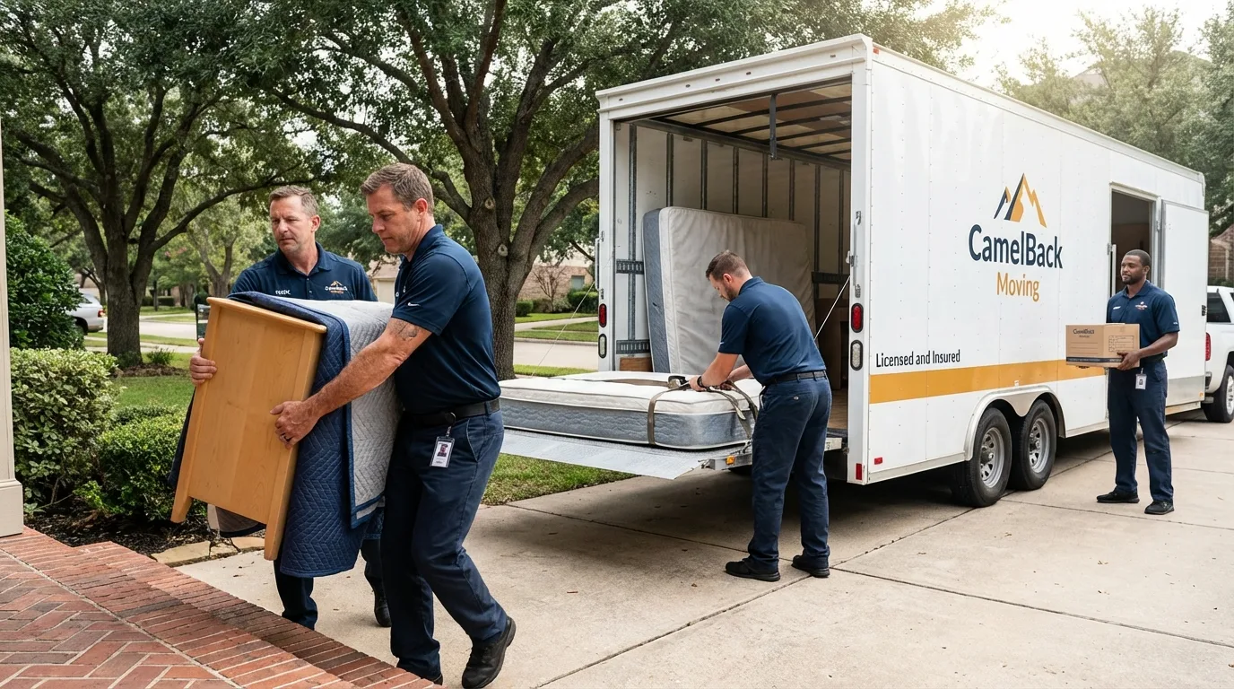 Crew loading residential truck for cross-state move from Petersburg, MI