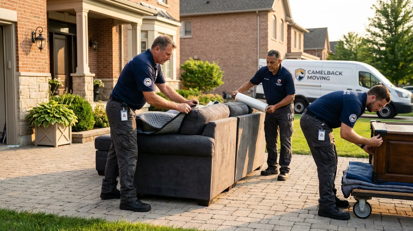 Large estate moving crew wrapping furniture in Petersburg, MI