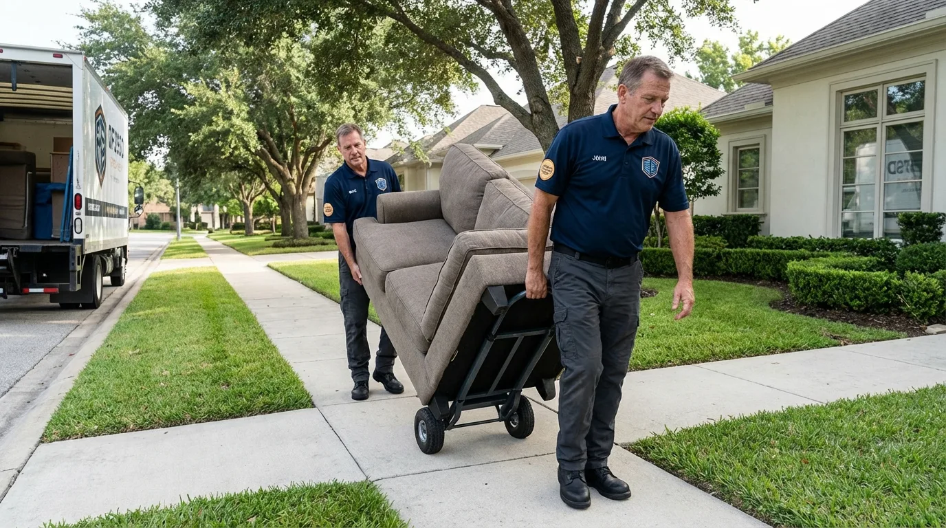Local residential moving crew loading furniture in Petersburg, MI